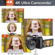 TUTT 4K 48MP Digital Camera for Vlogging 3.0’’ 180° Flip Screen, WiFi, 16X Digital Zoom, Wide Angle & Macro Lens Mic, Full Combo | 128GB SanDisk 3 in 1 SD/TF/Charging Kit