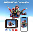 TUTT 4K 60fps 20MP Waterproof Action Camera Dash Cam 2” IPS Display IP68 Waterproof Underwater Wi-fi Motion Camera Hamlet Vlogging Hard Case 128GB SanDisk 3 in 1 SD/TF/Charging Kit