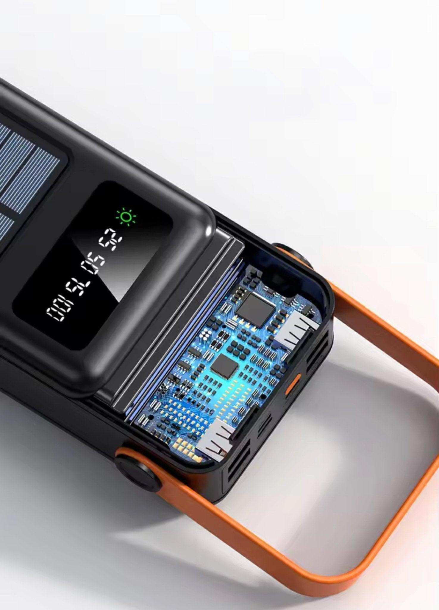 TUTT 60,000 mAh Solar Power Bank | Fast Charging | Built-In Cables | Flashlight | PowerBanks PD 22.5W Portable Phone Mobile Charger