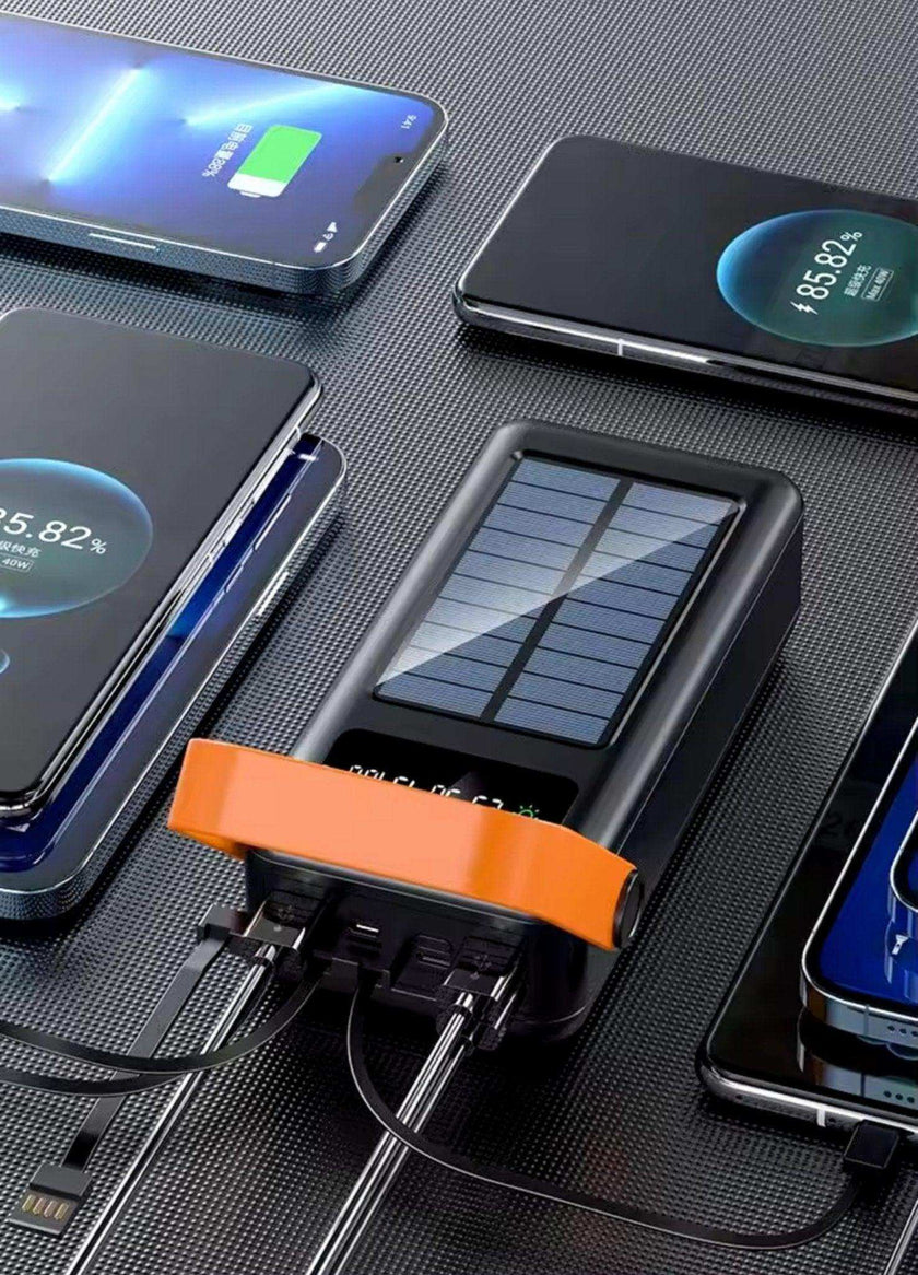 TUTT 60,000 mAh Solar Power Bank | Fast Charging | Built-In Cables | Flashlight | PowerBanks PD 22.5W Portable Phone Mobile Charger