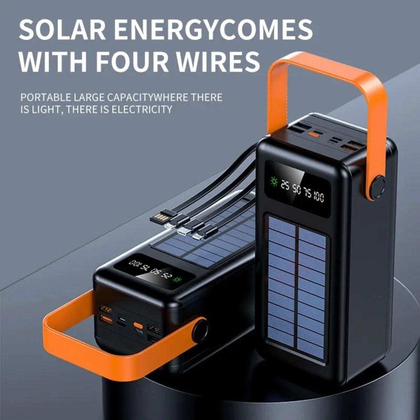 TUTT 60,000 mAh Solar Power Bank | Fast Charging | Built-In Cables | Flashlight | PowerBanks PD 22.5W Portable Phone Mobile Charger