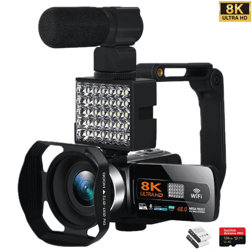 TUTT 8K 48MP Camcorder WIFI Digital Video Camera Recorder | Premium Combo 128GB SanDisk 2 Batteries