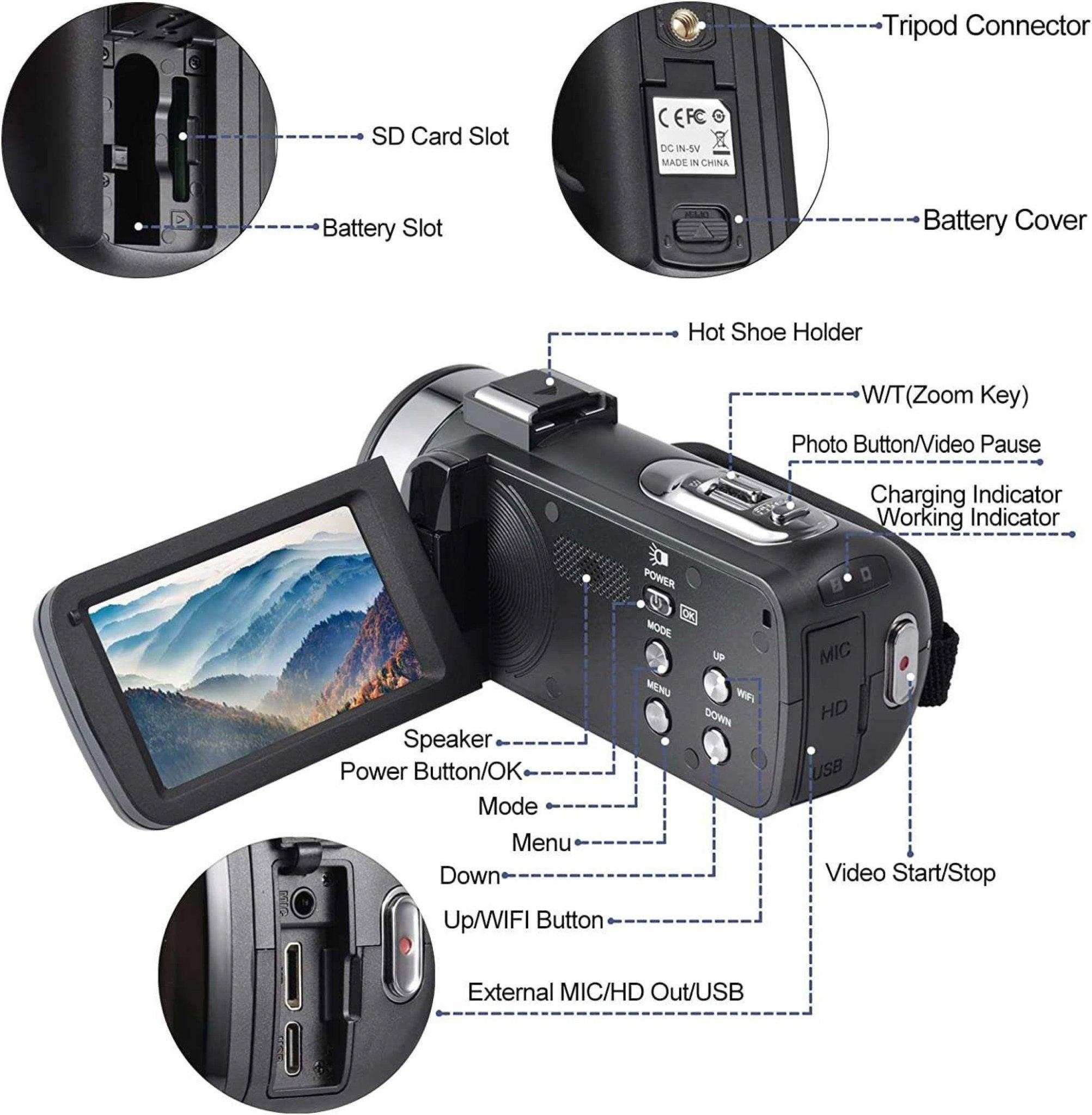 TUTT 8K 48MP Camcorder WIFI Digital Video Camera Recorder | Premium Combo 128GB SanDisk 2 Batteries
