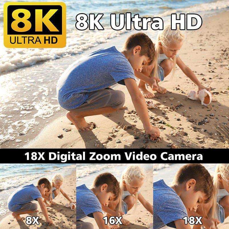 TUTT 8K 48MP Camcorder WIFI Digital Video Camera Recorder | Premium Combo 128GB SanDisk 2 Batteries