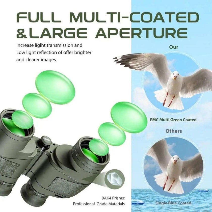 TUTT Admiral 7x50 Rugged Waterproof Binocular with Internal Rangefinder & Compass