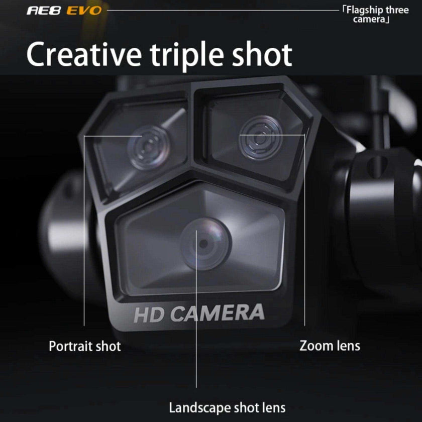 TUTT AE8 EVO 8K Professional GPS 5G Drone with Dual HD Camera 360 Optical Flow Laser Obstacle Avoidance 3-Axis Mechanical Gimbal & EIS Stabilization Intelligent Modes Brushless 2* Batteries 335gr