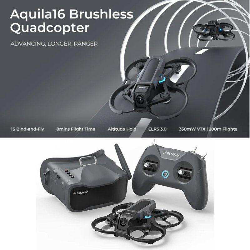 Aquila16 BETAFPV Brushless Quadcopter with Goggles Fly Indoor and Outdoor 3 speeds with SLOW/MID/FAST. With Turtle Mode Full Combo With 2 Batteries