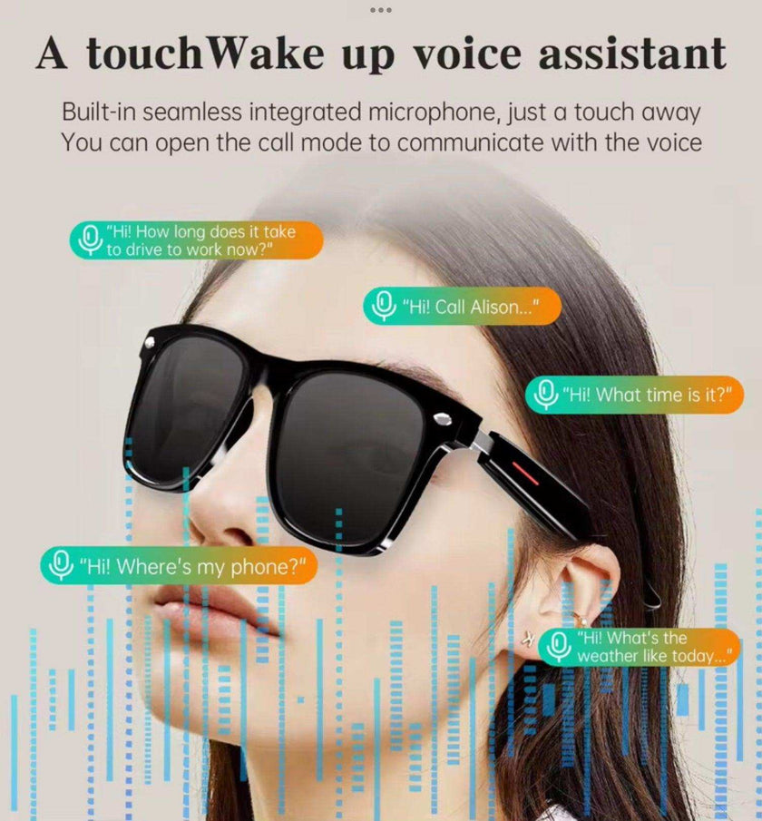 TUTT Bluetooth Smart Glasses Anti-Blue Ray UV | Wireless Call & Music AI Voice & Camera Control Sunglasses | E13 Test Kit | Replaceable With Prescription 2 Lenses