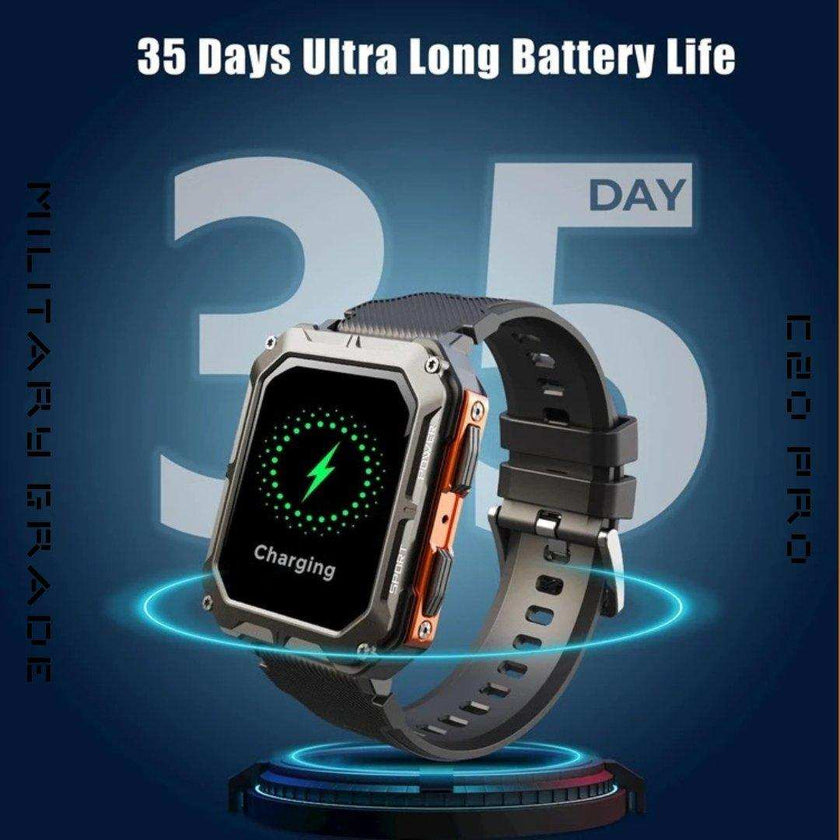 TUTT Smartwatch for Men Military Rugged | Speaker Pedometer IP68 Waterproof 1.83'' HD Tactical Smart Watch Fitness and Health Tracking Long Battery Life C20-Pro