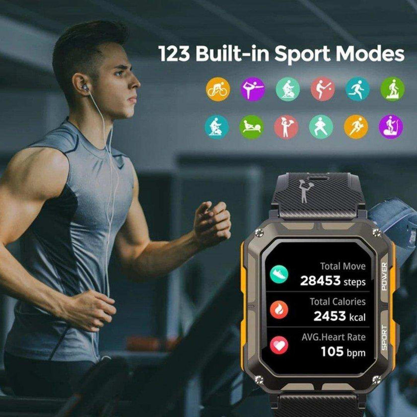 TUTT Smartwatch for Men Military Rugged | Speaker Pedometer IP68 Waterproof 1.83'' HD Tactical Smart Watch Fitness and Health Tracking Long Battery Life C20-Pro
