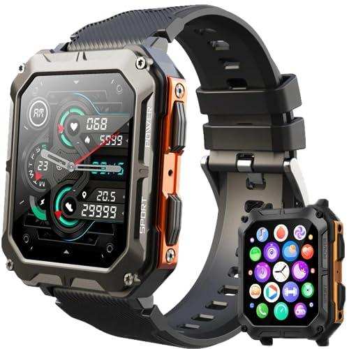 TUTT Smartwatch for Men Military Rugged | Speaker Pedometer IP68 Waterproof 1.83'' HD Tactical Smart Watch Fitness and Health Tracking Long Battery Life C20-Pro