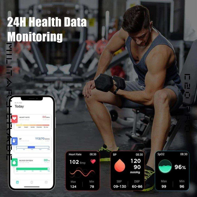 TUTT Smartwatch for Men Military Rugged | Speaker Pedometer IP68 Waterproof 1.83'' HD Tactical Smart Watch Fitness and Health Tracking Long Battery Life C20-Pro