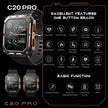 TUTT Smartwatch for Men Military Rugged | Speaker Pedometer IP68 Waterproof 1.83'' HD Tactical Smart Watch Fitness and Health Tracking Long Battery Life C20-Pro