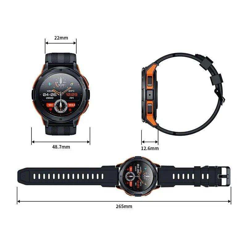 TUTT Smartwatch for Men | 1 ATM 10 Meter Depth AMOLED screen  | 410mah Long Battery Life Fitness Health Tracking Smart Watch Military Rugged  C25
