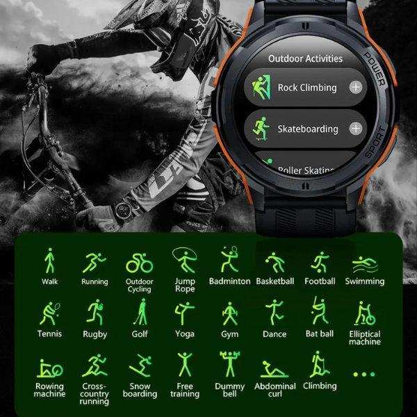 TUTT Smartwatch for Men | 1 ATM 10 Meter Depth AMOLED screen  | 410mah Long Battery Life Fitness Health Tracking Smart Watch Military Rugged  C25