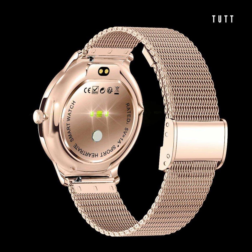 TUTT  Classic Smartwatch for Women Men AMOLED 1.43”  | Ultra-Thin Frame | Always-on-Display | Fitness Health Tracker V89 Pro | Two Straps: Steel & Rubber | Smart Watch for Android iOS