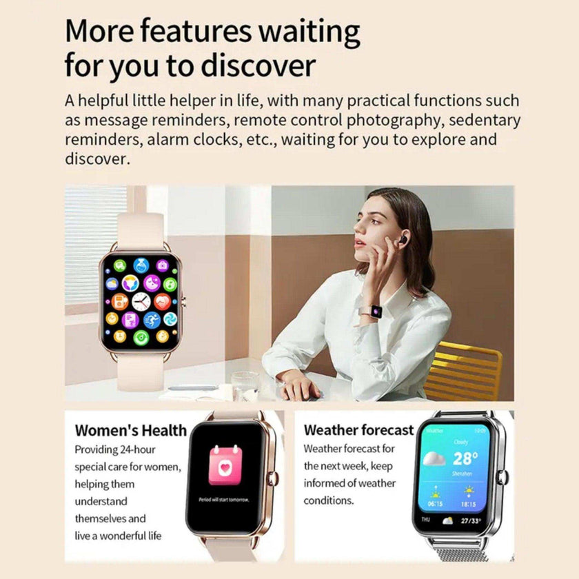 TUTT Classic Smartwatch Men Women AMOLED Touch Screen 1.65 Inch BT Calling Smart Watch Fitness Sports Tracker Rubber Straps DA2