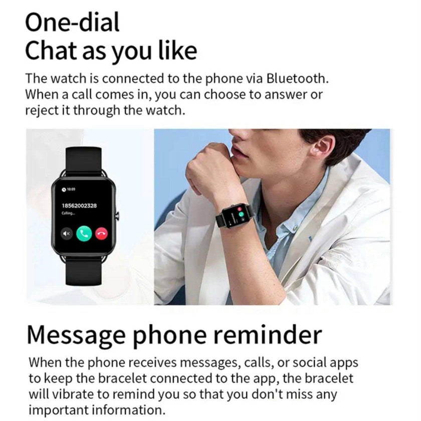 TUTT Classic Smartwatch Men Women AMOLED Touch Screen 1.65 Inch BT Calling Smart Watch Fitness Sports Tracker Rubber Straps DA2