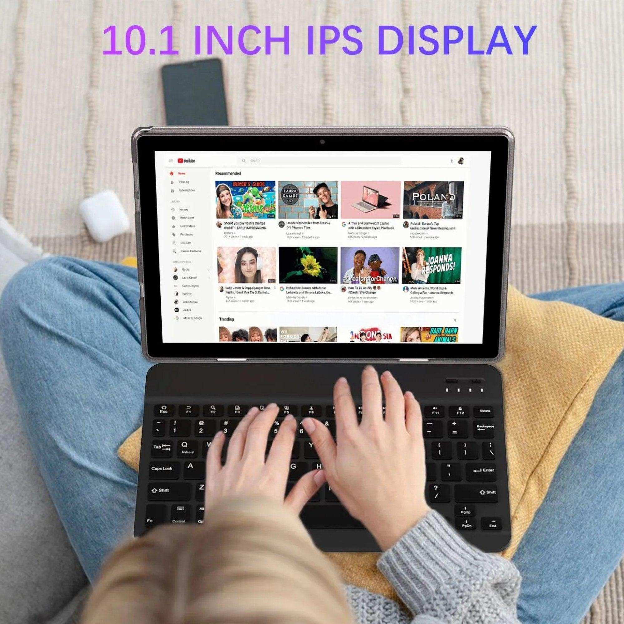 TUTT 10” Tablet Android 13 Keyboard, Mouse, Case, Stylus, 128GB ROM+12GB RAM | Dual Camera CP20 128GB SanDisk
