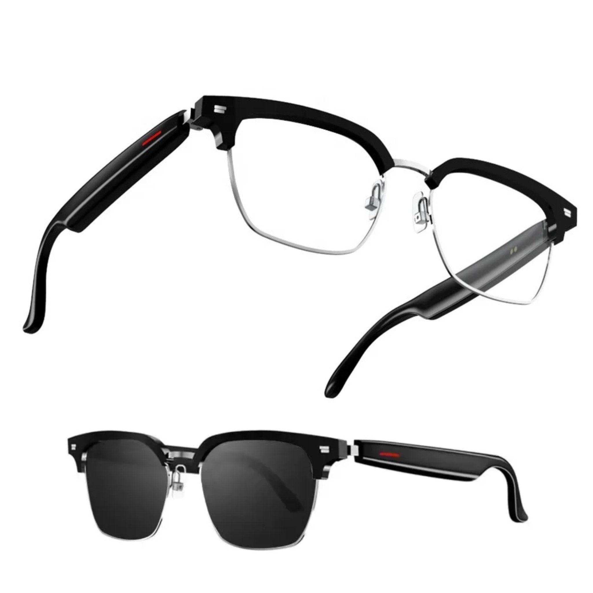 TUTT Bluetooth Smart Glasses Anti-Blue Ray UV | Wireless Call & Music AI Voice & Camera Control Sunglasses | E13 Test Kit | Replaceable With Prescription 2 Lenses