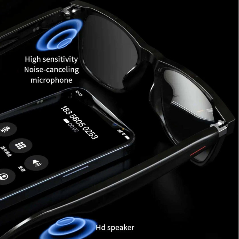 TUTT Bluetooth Smart Glasses Anti-Blue Ray UV | Wireless Call & Music AI Voice & Camera Control Sunglasses | E13-C Test Kit | Replaceable With Prescription
