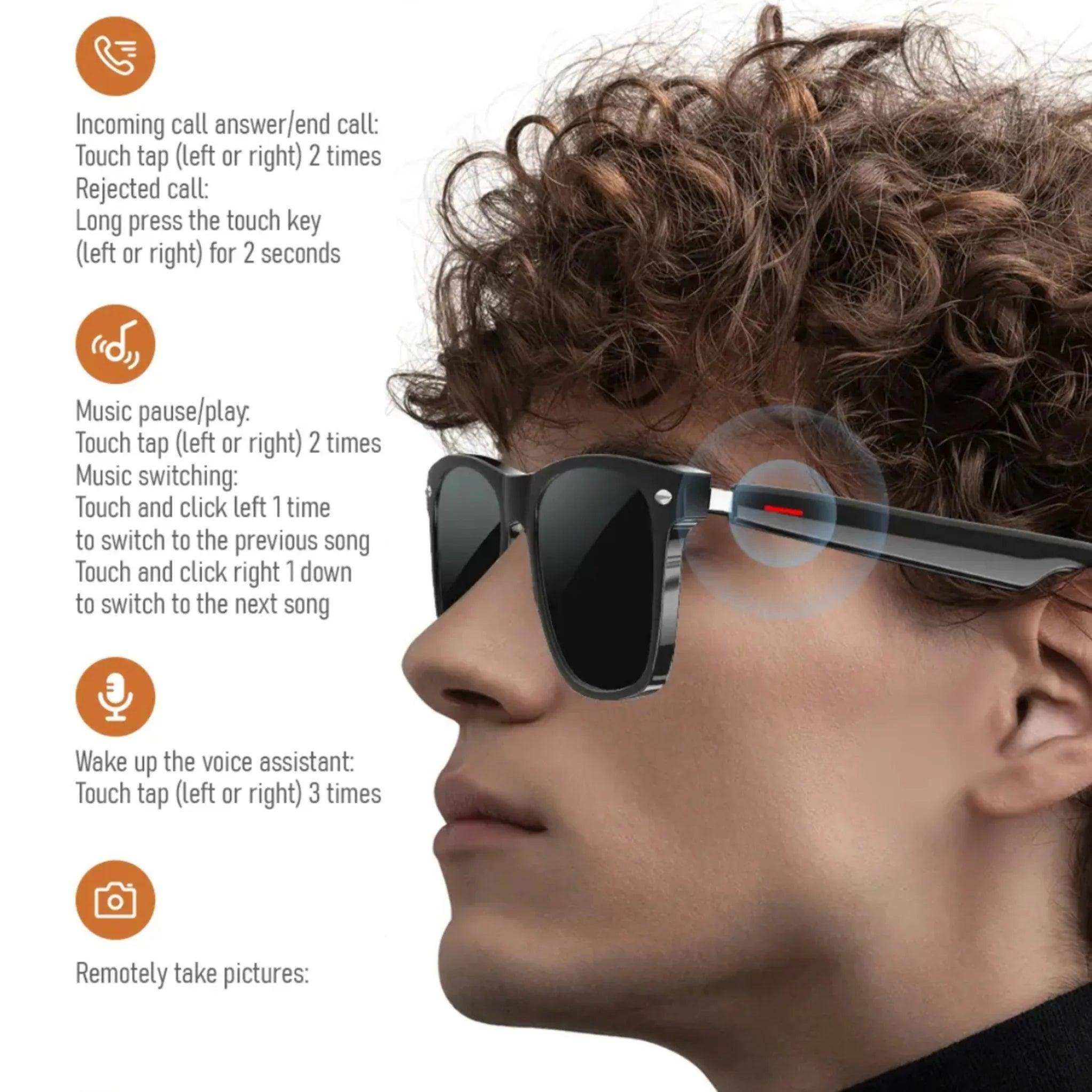 TUTT Bluetooth Smart Glasses Anti-Blue Ray | Wireless Call & Music AI Voice & Camera Control Sunglasses | E13 Anti Blue Ray Test Kit | Replaceable With Prescription