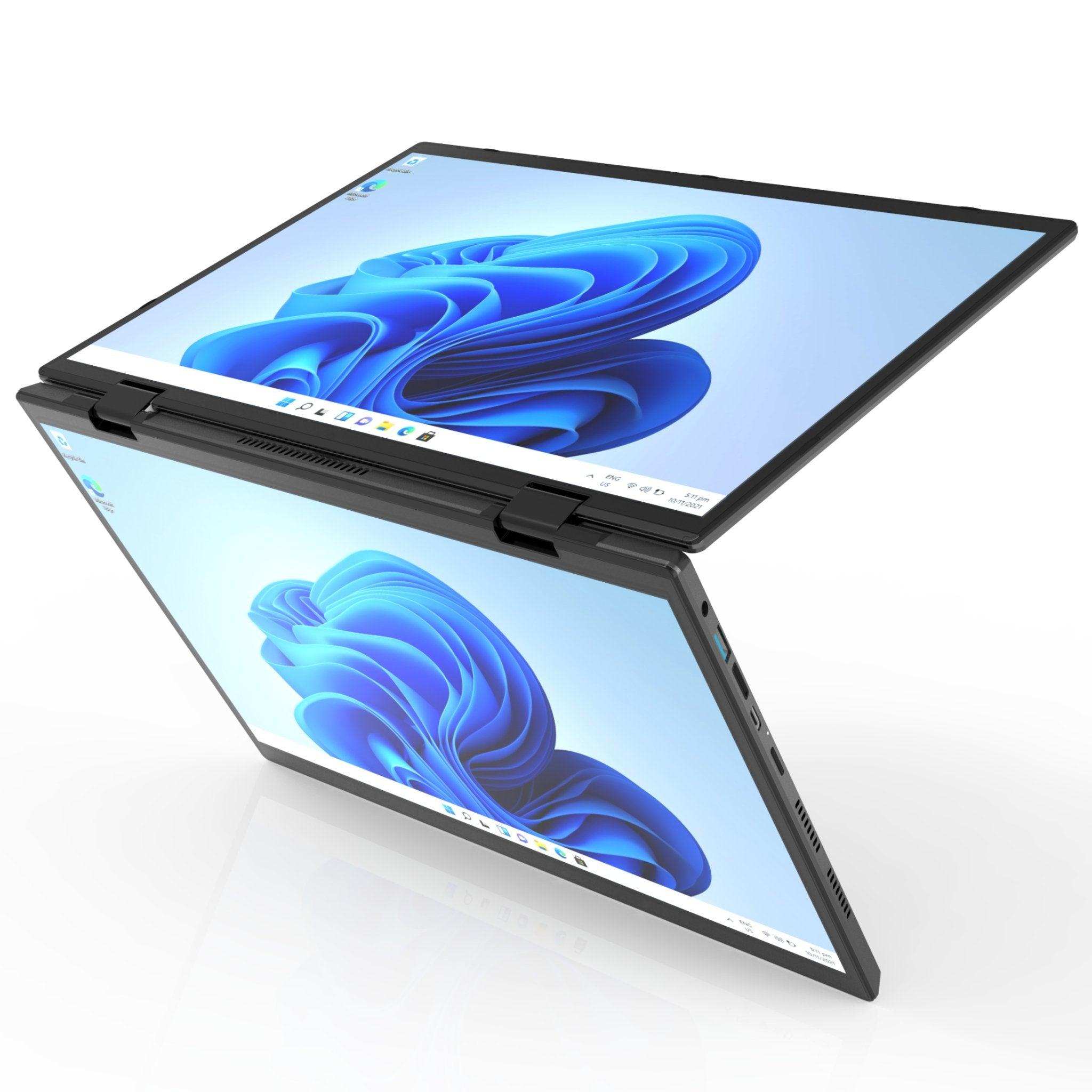 TUTT E140D 2.2K 14''  IPS 2-in-1 Laptop  Dual Touch Screen 360° Flip Notebook Gary With Stand Keyboard (1 TB SSD/ 32 GB RAM) | Intel® N95 2.4G/5G WIFI | Windows 11 Pro Mouse