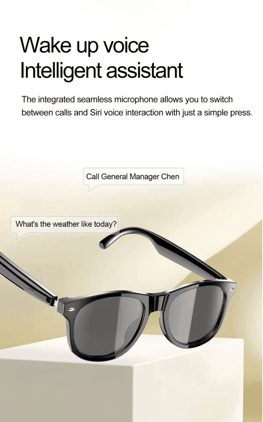 TUTT E8 Smart Bluetooth Sunglasses | AI Voice Assistance Call & Music | HD UV Protection | Anti-Blue Ray