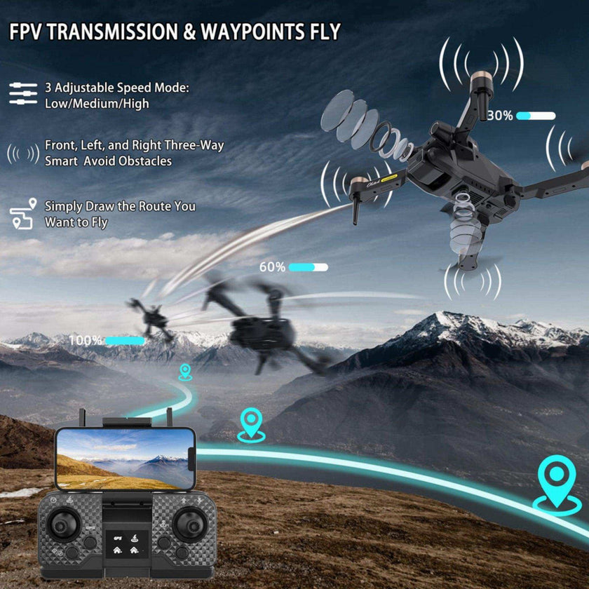 TUTT H25 4K HD GPS Mini Drone for Foldable RC Quadcopter, 5G Transmission 20 Flight Time, Brushless Motor, Auto return, Follow & Orbit & Pointway Intelligence 3D Flip Modes 2* Batt