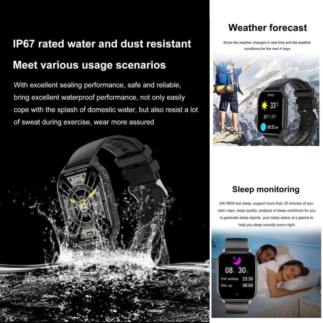 TUTT Classic Smartwatch AMOLED 2.04” Screen | GPS Exercise SpO2 Stress & Sleep Monitoring Calorie & Activity Tracker IP67 Men Women Smart Watch Two Straps Steel+ Rubber H6