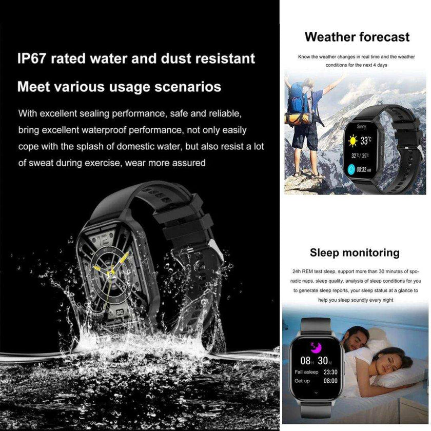 TUTT Classic Smartwatch AMOLED 2.04” Screen | GPS Exercise SpO2 Stress & Sleep Monitoring Calorie & Activity Tracker IP67 Men Women Smart Watch Two Straps Steel+ Rubber H6