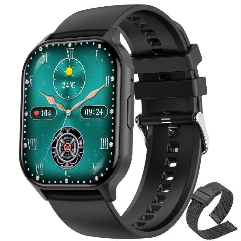 TUTT Classic Smartwatch AMOLED 2.04” Screen | GPS Exercise SpO2 Stress & Sleep Monitoring Calorie & Activity Tracker IP67 Men Women Smart Watch Two Straps Steel+ Rubber H6