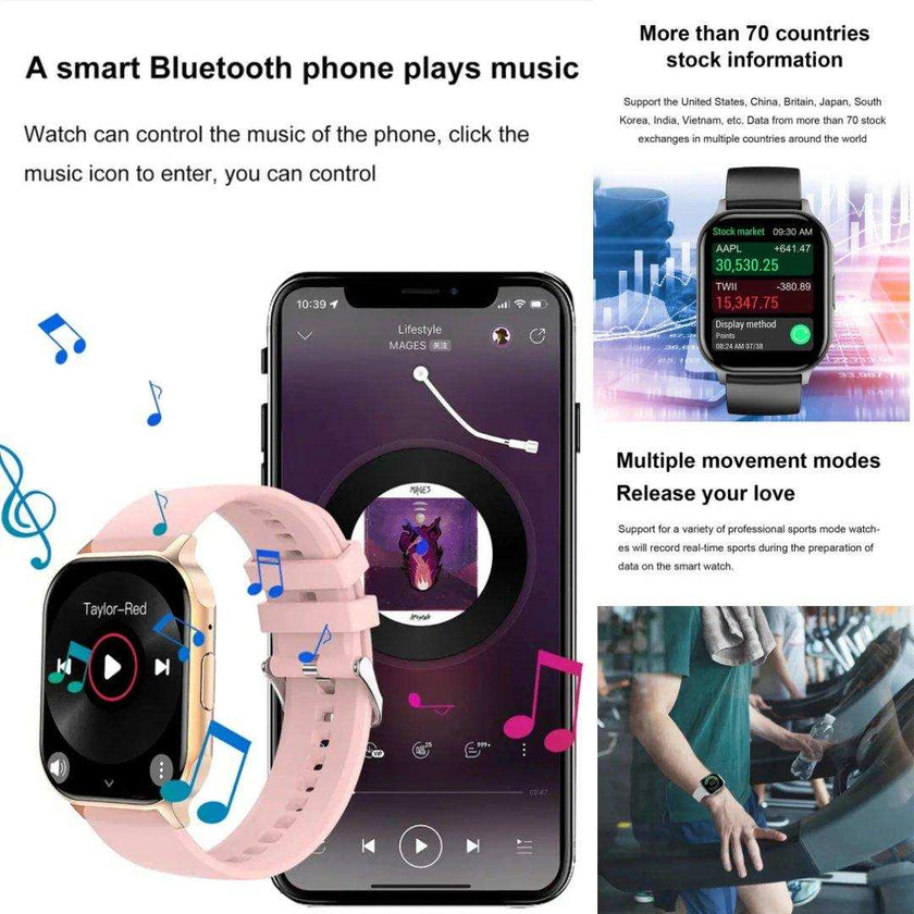 TUTT Classic Smartwatch AMOLED 2.04” Screen | GPS Exercise SpO2 Stress & Sleep Monitoring Calorie & Activity Tracker IP67 Men Women Smart Watch Two Straps Steel+ Rubber H6