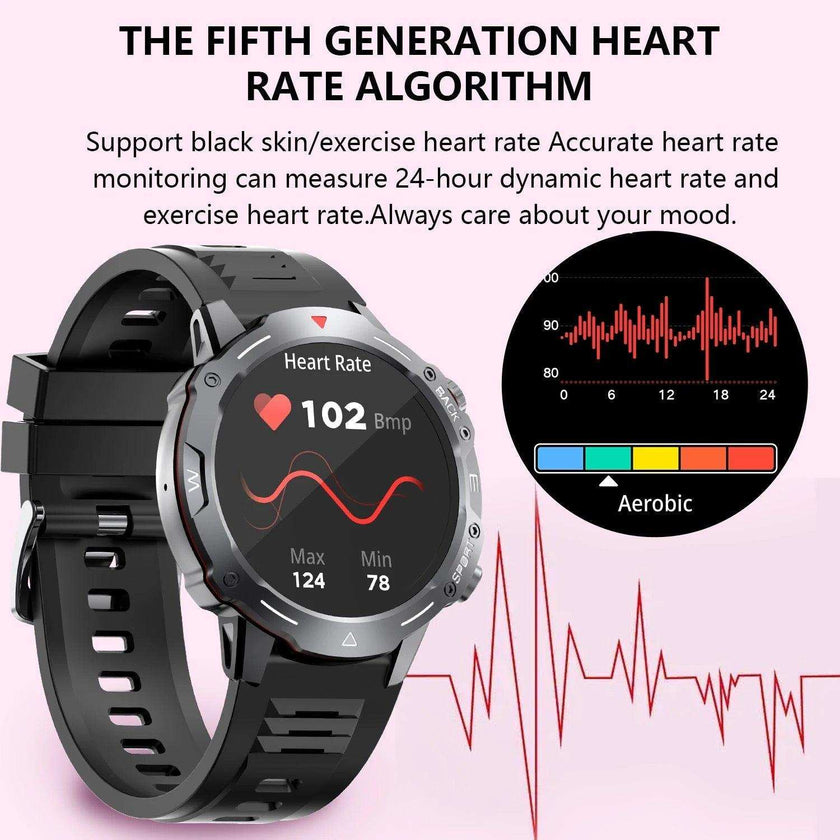 TUTT H9 Men Outdoor Sport Smart Watch with Speaker Activity Fitness Tracker SmartWatch Health Stress & Sleep Monitoring | 128 Memory | AI Voice IP67 GPS Exercise