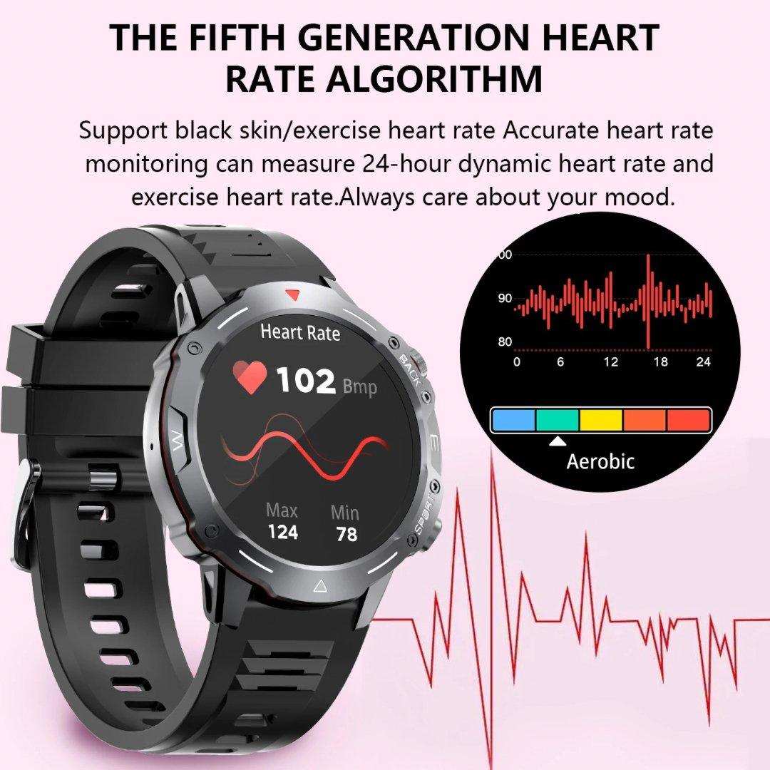 TUTT H9 Men Outdoor Sport Smart Watch with Speaker Activity Fitness Tracker SmartWatch Health Stress & Sleep Monitoring | 128 Memory | AI Voice IP67 GPS Exercise