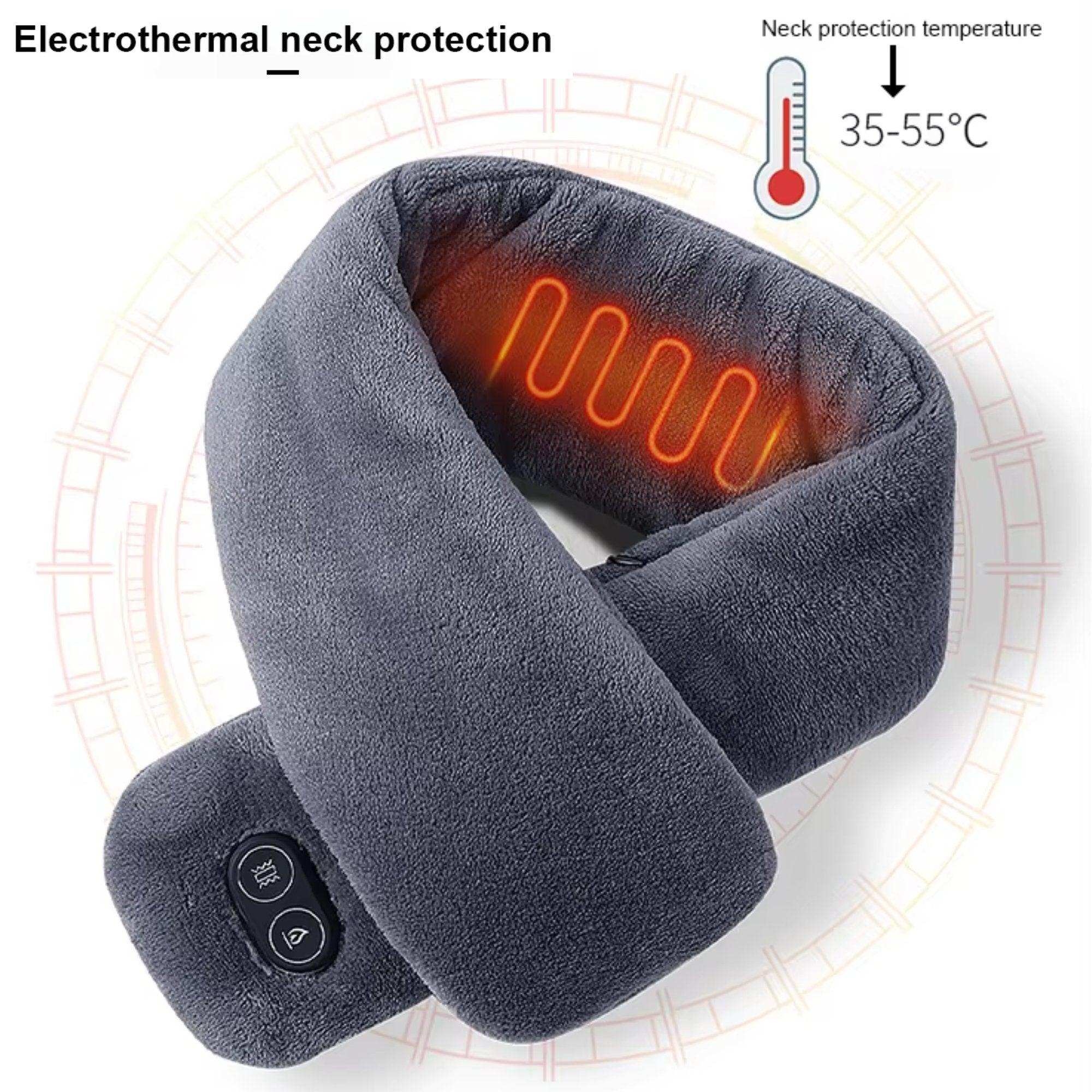 TUTT Heated Scarf with Neck Vibrating Massager | 5,000 mAh Power Bank | 3 Heat and Vibration Levels | Unisex Electric Neck and Shoulder Heating Pad | Ideal Winter Gift