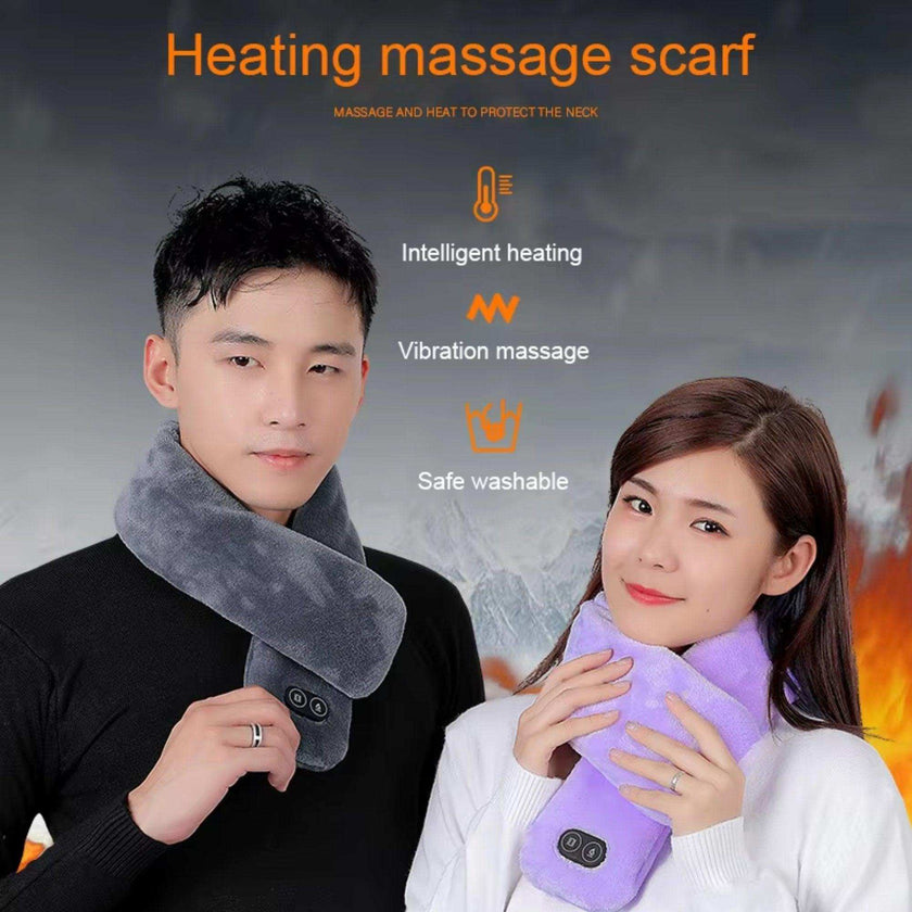 TUTT Heated Scarf with Neck Vibrating Massager | 5,000 mAh Power Bank | 3 Heat and Vibration Levels | Unisex Electric Neck and Shoulder Heating Pad | Ideal Winter Gift