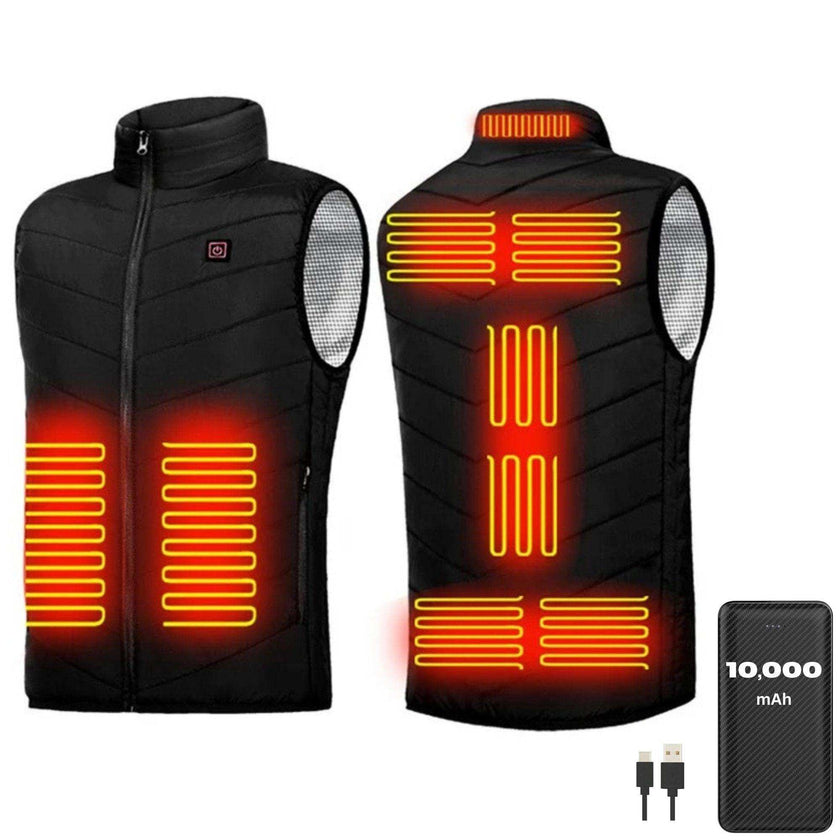 TUTT Heated Vest Jacket Unisex 9 Heat Zones | 10,000 mAh Power Bank | 3 Temperature Levels | Electric Heating Clothing | One Size Large