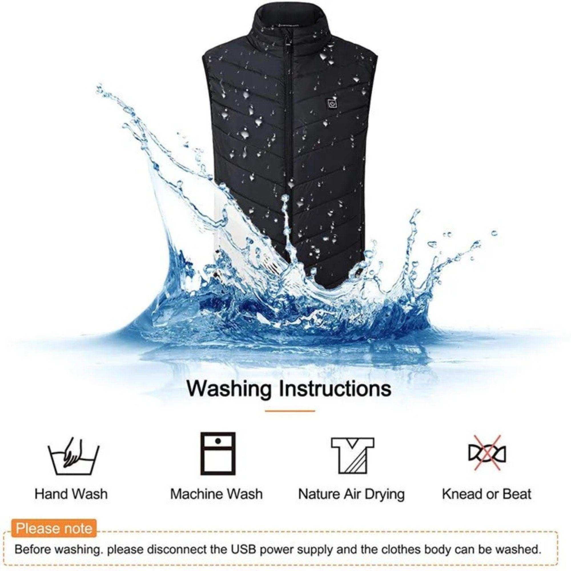 TUTT Heated Vest Jacket Unisex 9 Heat Zones | 10,000 mAh Power Bank | 3 Temperature Levels | Electric Heating Clothing | One Size Large