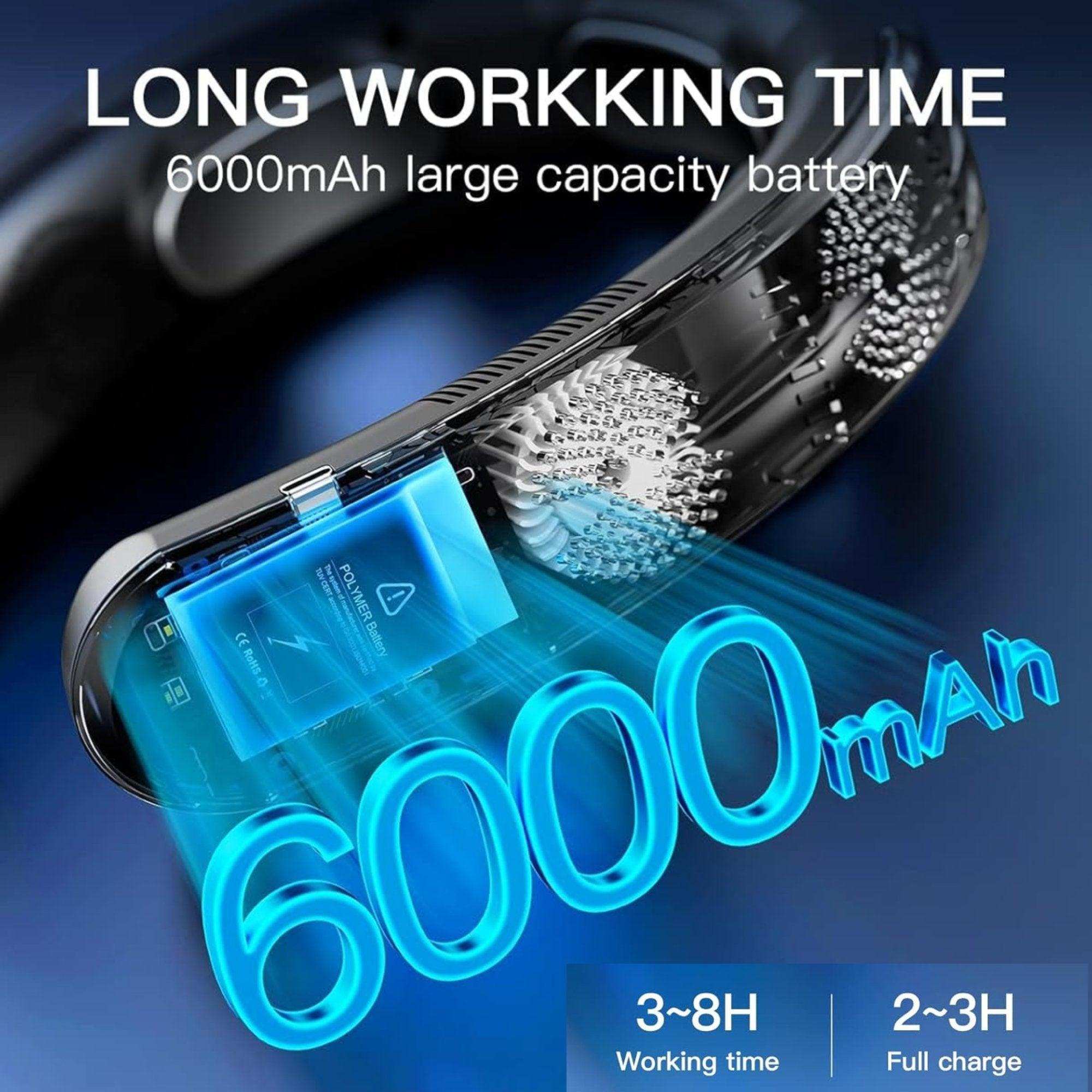 TUTT Heating and Cooling Neck Fan | 3 Semiconductor Plates | 6000 mAh 2 in 1 Wearable Air Conditioner | Metal Shell | Navy Blue