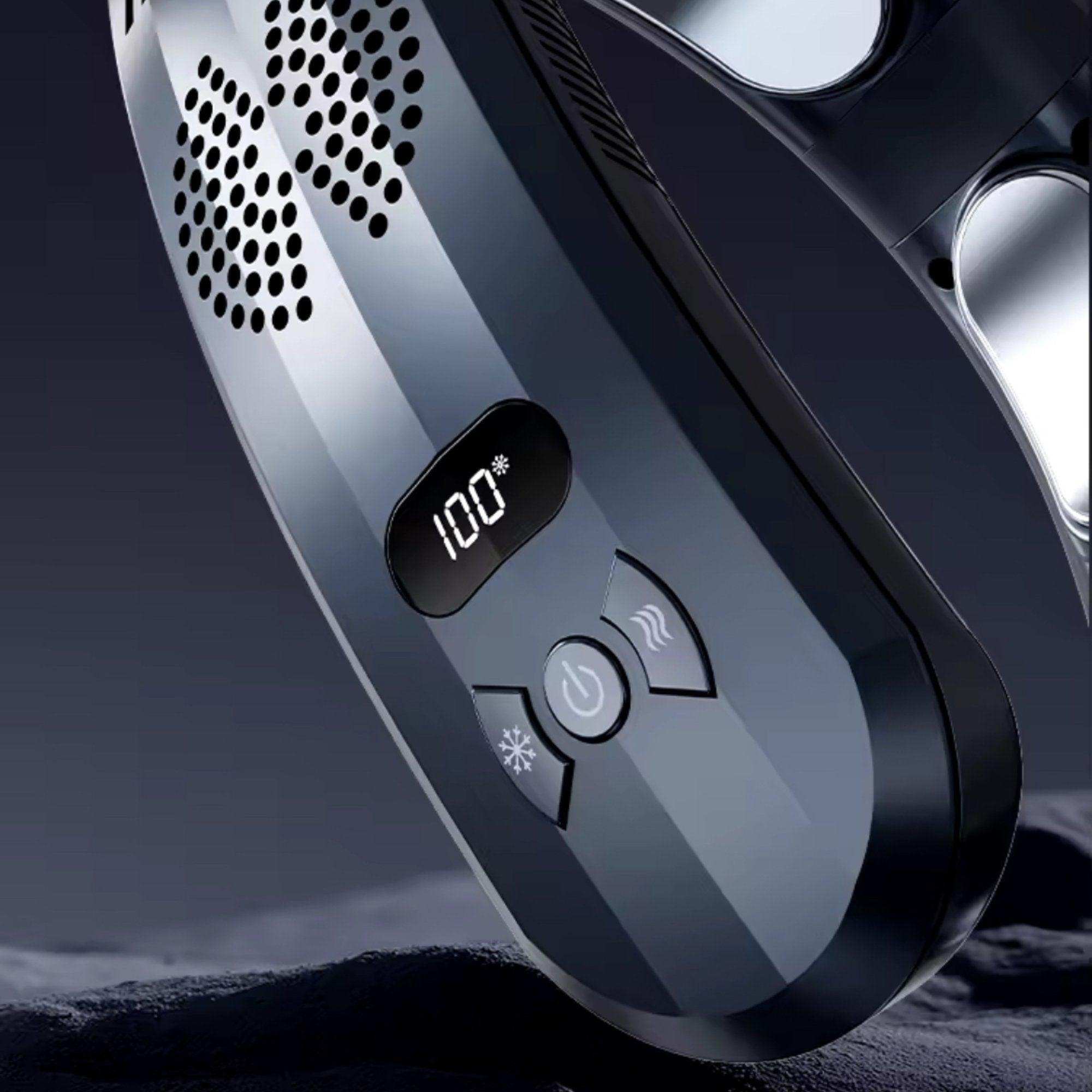 TUTT Heating and Cooling Neck Fan | 3 Semiconductor Plates | 6000 mAh 2 in 1 Wearable Air Conditioner | Metal Shell | Navy Blue