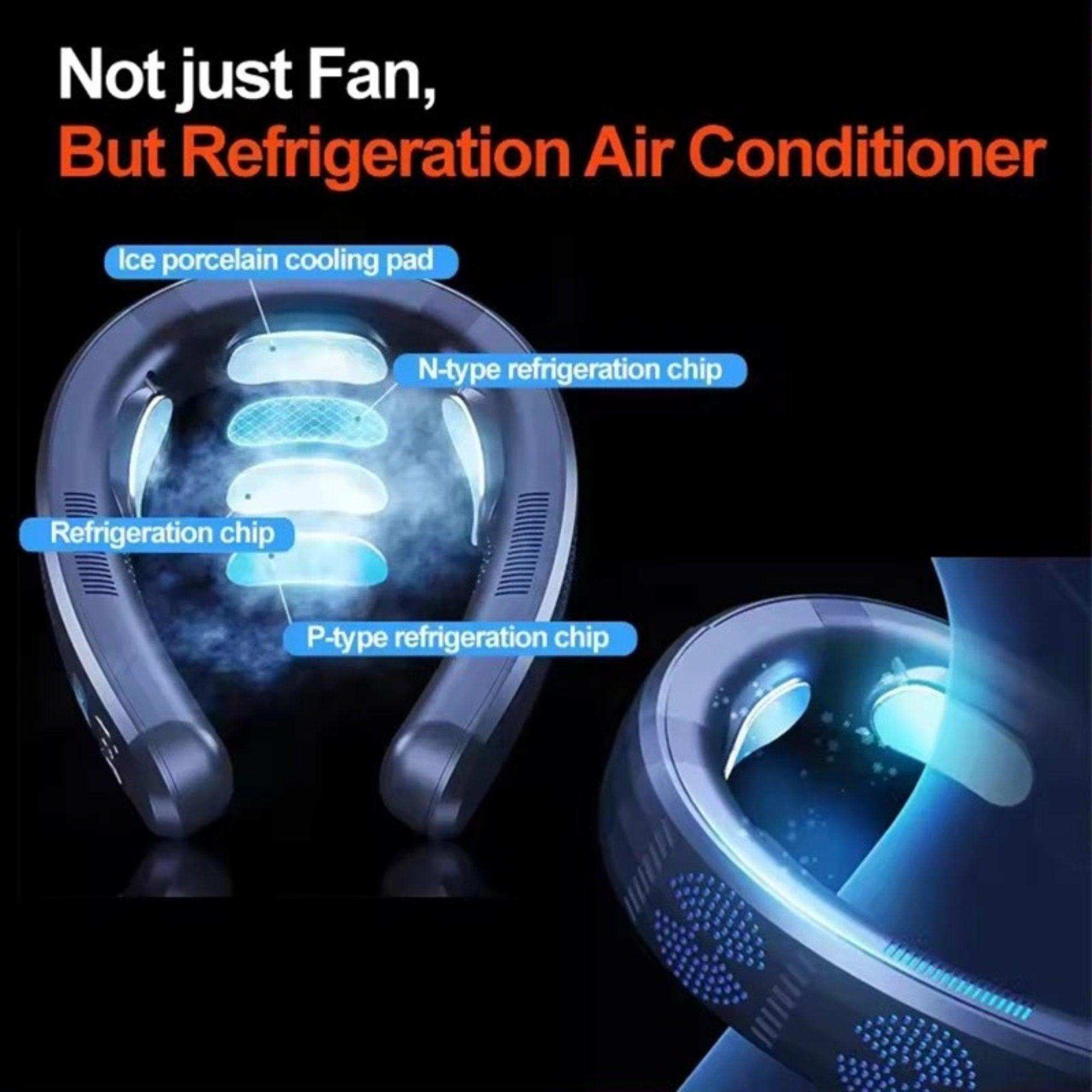 TUTT Heating and Cooling Neck Fan | 3 Semiconductor Plates | 6000 mAh 2 in 1 Wearable Air Conditioner | Metal Shell | Navy Blue