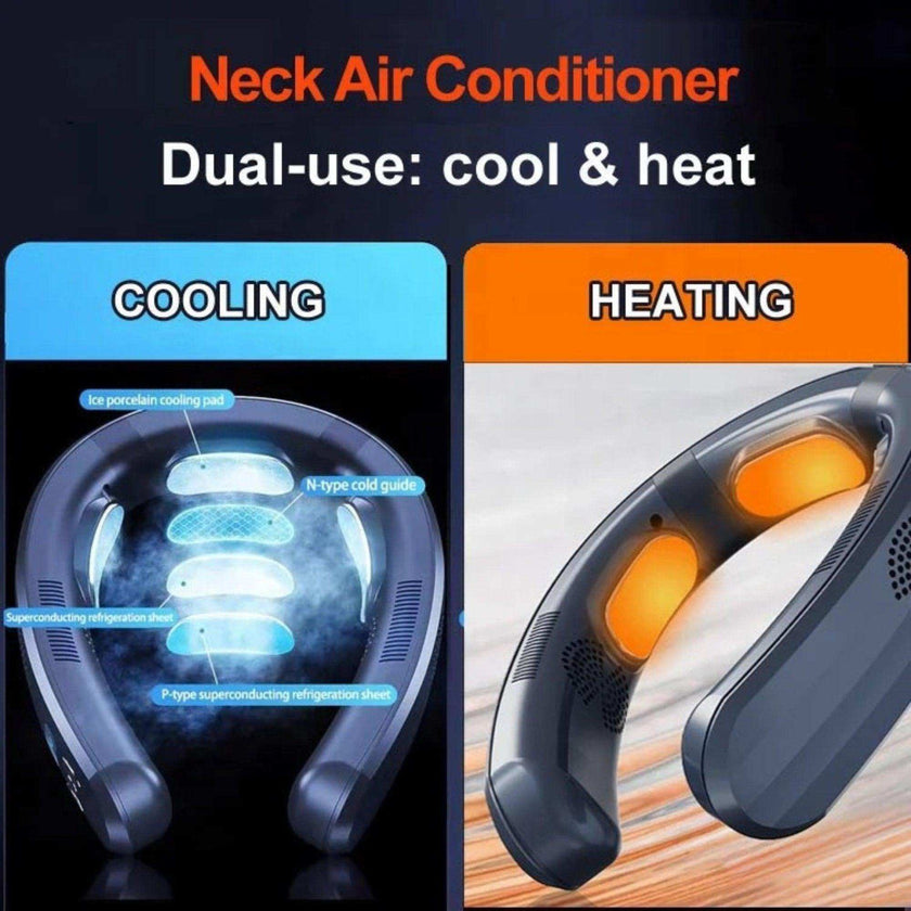 TUTT Heating and Cooling Neck Fan | 3 Semiconductor Plates | 6000 mAh 2 in 1 Wearable Air Conditioner | Metal Shell | Navy Blue