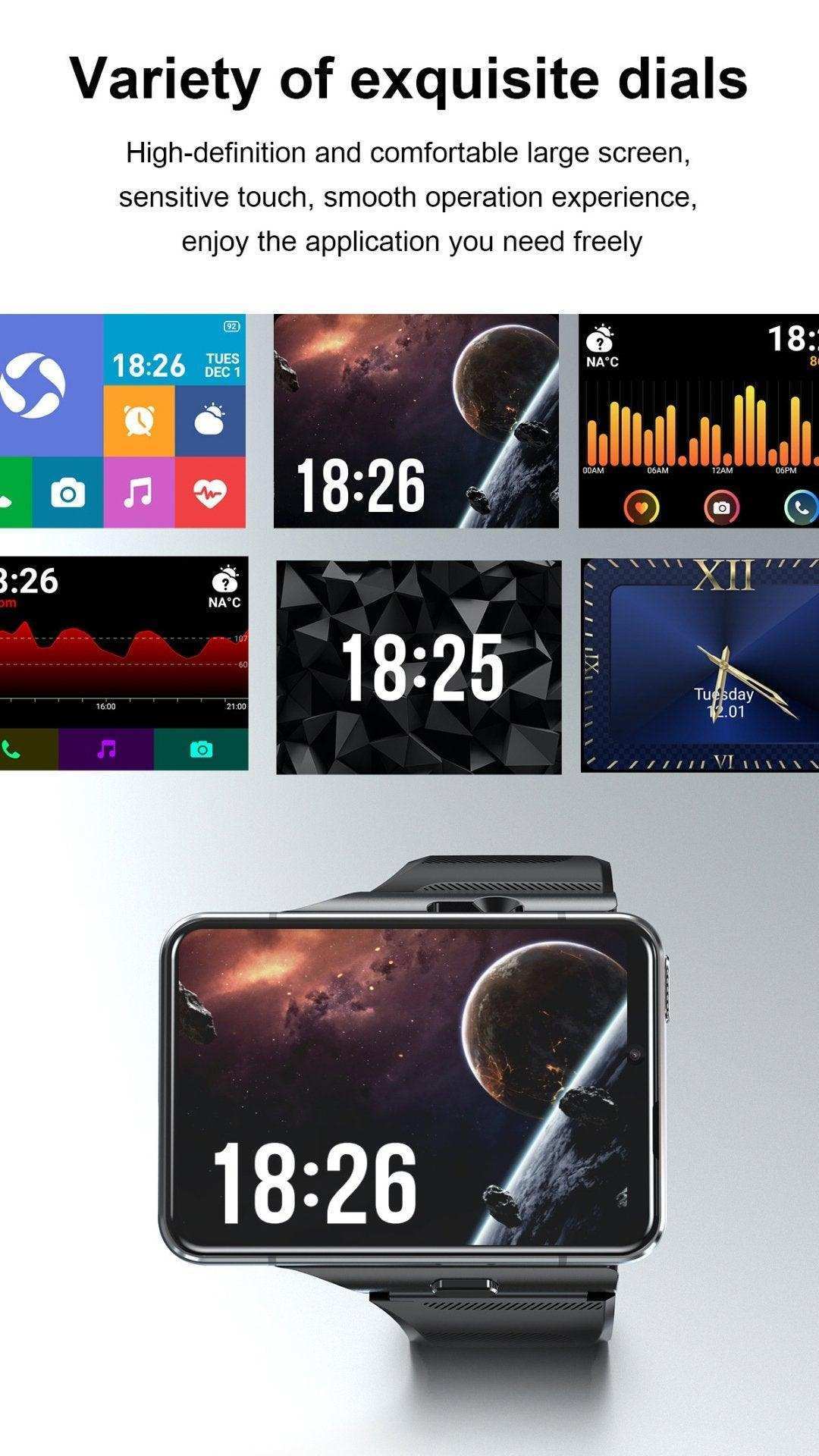 TUTT iS9 4G Smart Watch Phone Android 2.8” AMOLED IPS Screen 5+13 MP Dual Camera 4GB+64GB Quad-Core CPU, IP67 Waterproof, 4G/LTE Call, GPS, WiFi, Sports Fitness, Health Tracker