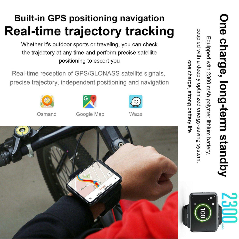 TUTT iS9 4G Smart Watch Phone Android 2.8” AMOLED IPS Screen 5+13 MP Dual Camera 4GB+64GB Quad-Core CPU, IP67 Waterproof, 4G/LTE Call, GPS, WiFi, Sports Fitness, Health Tracker