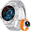 TUTT Smart Watch for Men Metal Case | Military Rugged Smartwatch BT Call Health & Fitness | 2 Straps (Rubber Metal) K52 LIGE