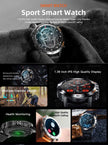TUTT Smart Watch for Men Metal Case | Military Rugged Smartwatch BT Call Health & Fitness | 2 Straps (Rubber Metal) K52 LIGE