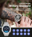 TUTT Smart Watch for Men Metal Case | Military Rugged Smartwatch BT Call Health & Fitness | 2 Straps (Rubber Metal) K52 LIGE