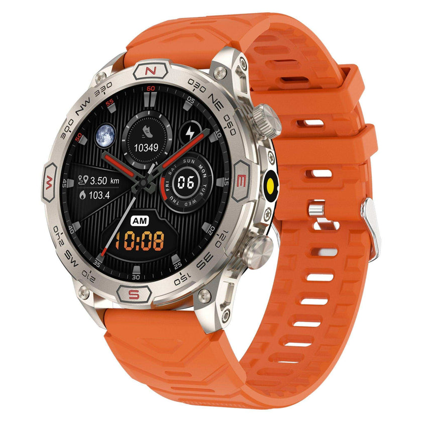 TUTT KC86 AMOLED Zinc Alloy Rugged Outdoor Smart Watch | Compass Barometer Altimeter 1 ATM Waterproof Emergency LED Flashlight | Sport Health Monitor Men Women Long 450 mAh Battery