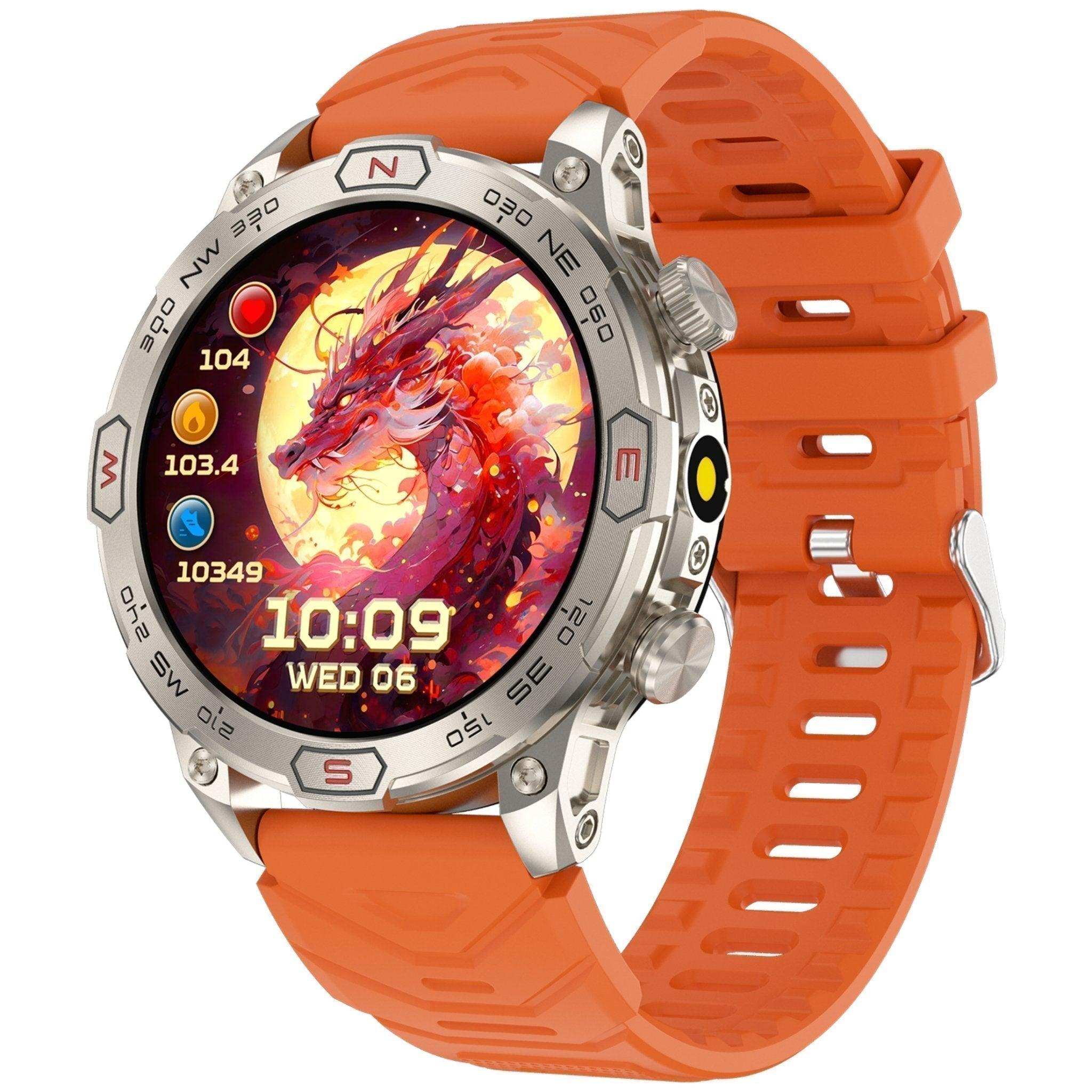 TUTT KC86 AMOLED Zinc Alloy Rugged Outdoor Smart Watch | Compass Barometer Altimeter 1 ATM Waterproof Emergency LED Flashlight | Sport Health Monitor Men Women Long 450 mAh Battery